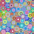 Millefiori - colorful seamless pattern. Abstract mosaic pattern with glass beads. Vector clipart Royalty Free Stock Photo