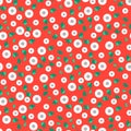 Millefleur small red dense seamless pattern.