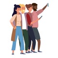 Millenial diverse group taking selfie