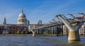 Millenium Bridge and Saint Pauls Cathedral, London Royalty Free Stock Photo