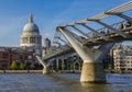 Millenium Bridge and Saint Pauls Cathedral, London Royalty Free Stock Photo