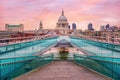 Millenium bridge and St Pauls Cathedral in London, England, UK Royalty Free Stock Photo