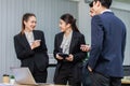 Millennial Asian Indian professional male businessmen female businesswomen employee staff colleagues in formal business suit Royalty Free Stock Photo