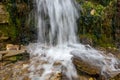 Millennial cold forest creek, small waterfall, long exposure