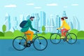 Millennial girl and boy on bike in city public park. Urban outdoor eco-friendly transport. Young people sharing vehicles Royalty Free Stock Photo