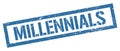 MILLENNIALS blue grungy rectangle stamp