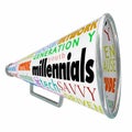 Millennials Bullhorn Megaphone Marketing Advertising Generation