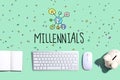 Millennials with a computer keyboard