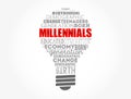 Millennials light bulb word cloud, education concept background Royalty Free Stock Photo