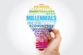 Millennials light bulb word cloud, education concept background Royalty Free Stock Photo