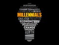 Millennials light bulb word cloud, education concept Royalty Free Stock Photo