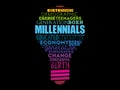 Millennials light bulb word cloud Royalty Free Stock Photo