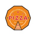 Millennials pizza est 2020 with orange background