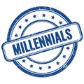 MILLENNIALS text on blue grungy round rubber stamp