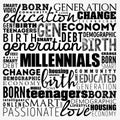 Millennials Word Cloud collage, education concept background