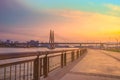 Millennium Bridge . Cable-stayed bridge across the river. View from the Kremlin embankment. Royalty Free Stock Photo