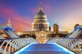 Millennium Bridge leads to Saint Paul's Cathedral in central Lon