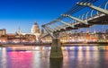 The Millennium Bridge at night, London