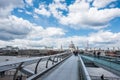 Millennium Bridge with St, Paul`s cathedral in London Royalty Free Stock Photo