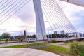 The Millennium Bridge over the Moraca river in Podgorica, Montenegro Royalty Free Stock Photo