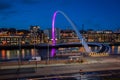 Millennium Bridge over River Tyne at night Royalty Free Stock Photo