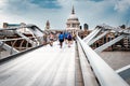 The Millennium Bridge and Saint Paul Cahedral in London Royalty Free Stock Photo