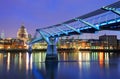 Millennium Bridge and Saint Paul Cathedral, London, UK Royalty Free Stock Photo