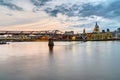 The Millennium Bridge and St. Paul`s cathedral in London Royalty Free Stock Photo