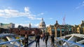 Millennium Bridge and St Paul`s Cathedral, London, UK Royalty Free Stock Photo