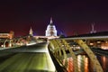Millennium Bridge & St Paul's Cathedral at night Royalty Free Stock Photo