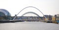 Millennium Bridge and Tyne Bridge over the river