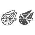 Millennium Falcon light freighter line and solid icon, star wars concept, stellar envoy vector sign on white background Royalty Free Stock Photo