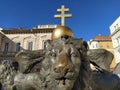 Millennium Fountain or 4 lion fountain in Szeged - Hungary.