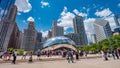 Millennium Park in Chicago with famous Cloud Gate - CHICAGO, USA - JUNE 11, 2019