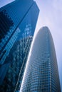 Millennium tower continues to slowly sink and tilt towards the new Salesforce tower Royalty Free Stock Photo