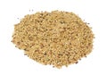 Millet birdseed in a round shape on white