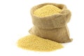 Millet in a burlap bag Royalty Free Stock Photo