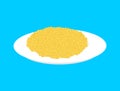 Millet cereal in plate isolated. Healthy food for breakfast. Vector illustration