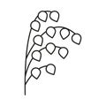 Millet grain plant, line art icon. Linear sketch, outline spica plant for agriculture, cereal products, porridge. Vector