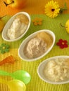 Millet porridge, creamed rice and spelt mash Royalty Free Stock Photo