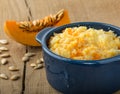 Millet porridge with pumpkin closeup