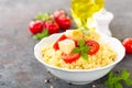 Millet porridge with tomatoes and cheese Royalty Free Stock Photo