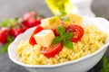 Millet porridge with tomatoes and cheese Royalty Free Stock Photo