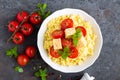 Millet porridge with tomatoes and cheese Royalty Free Stock Photo