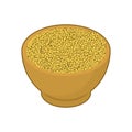Millet in wooden bowl isolated. Groats in wood dish. Grain on white background. Vector illustration Royalty Free Stock Photo