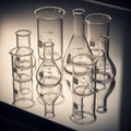 Milliliter measurements, and volumetric flasks, displaying a Royalty Free Stock Photo
