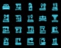 Milling Machine device icons set vector neon Royalty Free Stock Photo