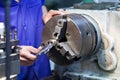 Milling machine operator working in factory Royalty Free Stock Photo