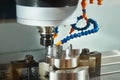 Milling machine with tubes for cooling part Royalty Free Stock Photo