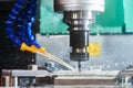 Milling metalwork process. CNC metal machining by vertical mill Royalty Free Stock Photo